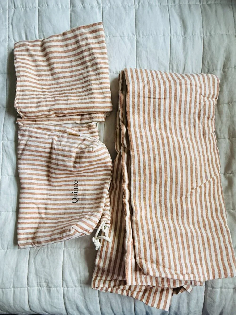 Quince European Linen Duvet Cover Set Full/Queen – Striped – NWOT